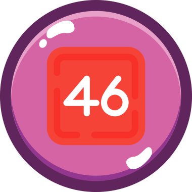 Beyaz arkaplanda 45 rakamlı kırmızı yuvarlak bir düğmenin vektör çizimi