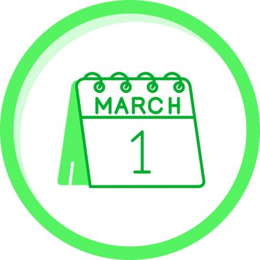 Bir günlük takvim simgesinde 8 Mart tarihi