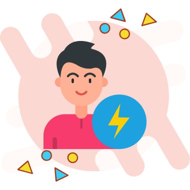 Elinde ampul tutan bir adamın vektör çizimi