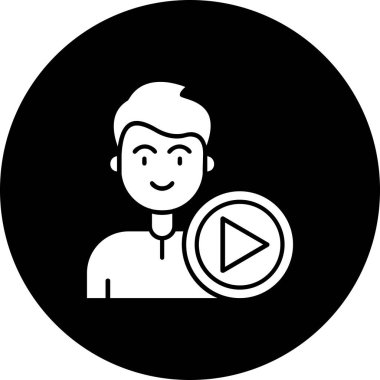 Video çağrı simgesi olan adam, vektör illüstrasyonu