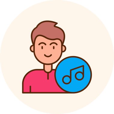 Müzik çalar simgesi renkli çizgi simgesinin vektör illüstrasyonu. müzik ögesi ayrıca müzik simgesi ögesi olarak da kullanılabilir.