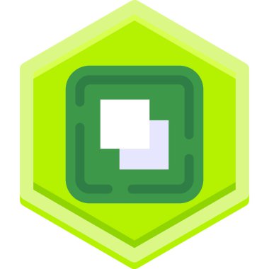 Altıgen küpün yeşil ve beyaz ikonunun vektör çizimi