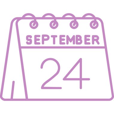 25 Eylül Düz Takvim simgesi tekli