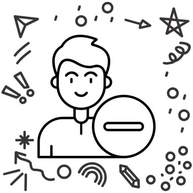 Sosyal medya simgesi vektör illüstrasyonuna sahip çizgi adamı