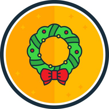 Noel çelengi vektör çizgisi simgesi, vektör