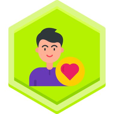 Kalp ikonu vektör illüstrasyonlu adam