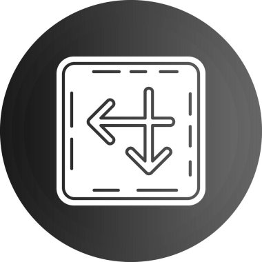 Siyah çizgi ok simgesi beyaz arkaplanda izole edildi. yön sembolü. Navigasyon işaretçisi işareti. Beyaz daire düğmesi. vektör.