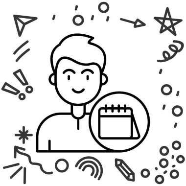 Tıbbi termometresi olan bir adamın çizgi simgesi