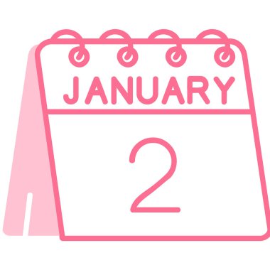 2 Ocak takvim simgesi tasarımı, vektör illüstrasyonu