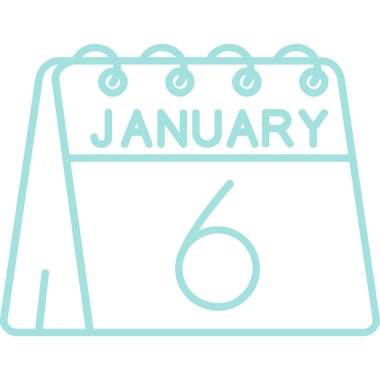 6 Ocak takvim tarihi simgesi, ayın tek biçimi, vektör tasarımı, vektör grafiği