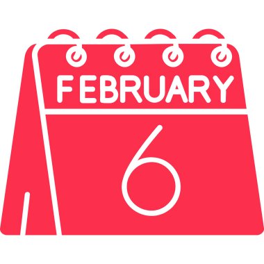 Şubat Glyph ikonu. biçim düz tasarım, mor renk, yuvarlak açılar, beyaz arkaplan