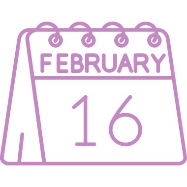 16 Şubat takvim simgesi - gün