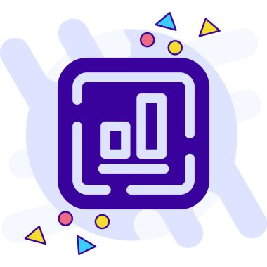 Mavi çizgi pasta grafiği bilgi simgesi beyaz arkaplanda izole edildi. Diyagram çizelgesi. Soyut çember rastgele noktalar. Vektör İllüstrasyonu