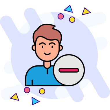 Baloncuklu ve konuşma balonlu bir adam