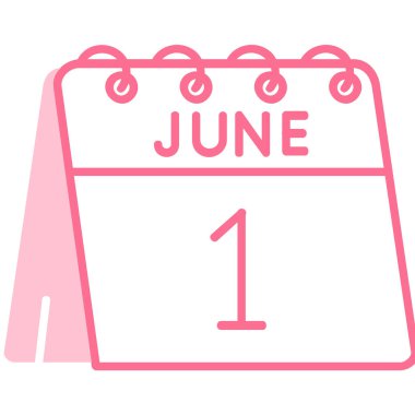 1 Haziran takvim simgesi, düz stil. Vektör çizimi. el biçimi arkaplanı