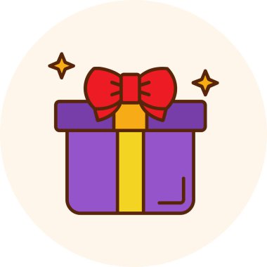 Kurdele yayı ve kurdele vektör illüstrasyon tasarımlı hediye kutusu