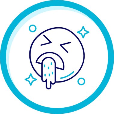 Beyaz arka planda izole edilmiş ağlayan ay simgesi. Bulutlu gece işareti, vektör