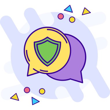 Kalkan koruma ikonu. Güvenlik koruması işareti. Vektör çizimi. renkli düz simge