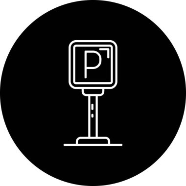 Park yeri ikonu. Ağ izole edilmiş yol vektör simgelerinin özet çizimi