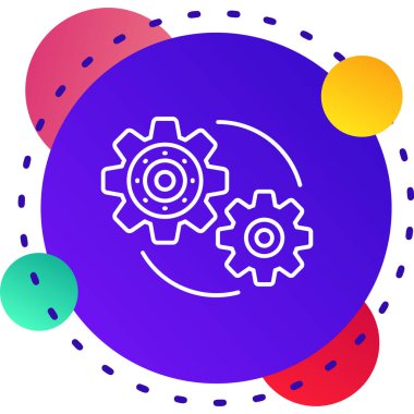 beyaz arkaplanda izole edilmiş renk çizgisi akıllı dişli simgesi. Değişken rastgele dinamik şekiller. vektör illüstrasyonu.