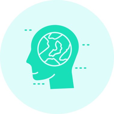 Beyaz arka planda izole edilmiş beyin ikonu olan renk çizgisi insan kafası. Gradyan dinamik şekiller. vektör illüstrasyonu