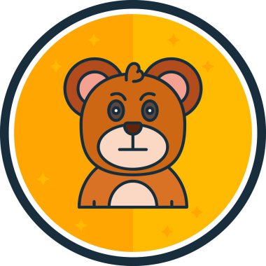 Şirin bebek ayı çizgi film etiketi vektör illüstrasyon grafik tasarımı