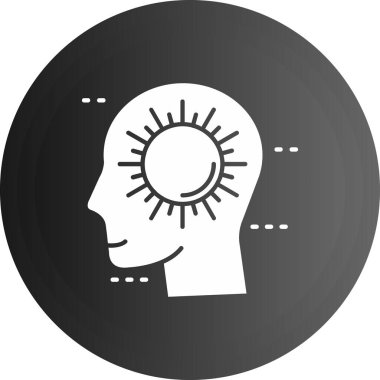 Beyaz arka planda izole edilmiş beyin ikonu olan siyah insan kafası. Çember düğmesi. vektör.