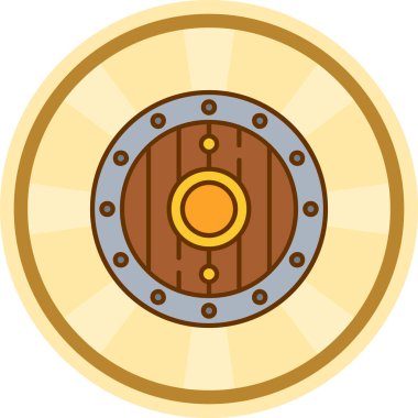 Çizgi film ahşap kalkanının vektör çizimi