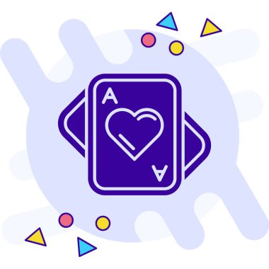 Beyaz arkaplanda oyun kartı simgesi olan renkli kumarhane çipleri. Kumarhane. Değişken rastgele dinamik şekiller. vektör illüstrasyonu