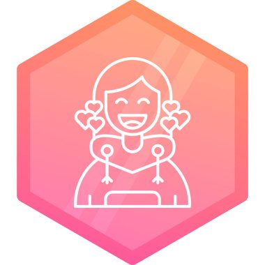 kız ikon vektör illüstrasyonu