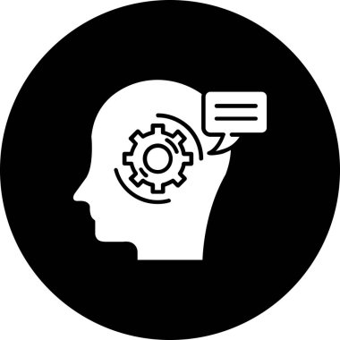 Dişli simgesi olan insan kafası, basit stil