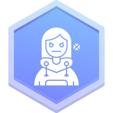 Moda tarzında izole edilmiş kızgın kız simgesi