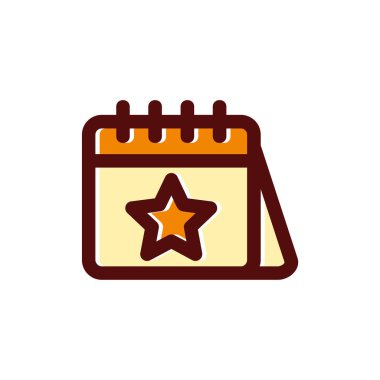 Beyaz arkaplanda izole edilmiş yıldız simgesine sahip takvim anımsatıcı