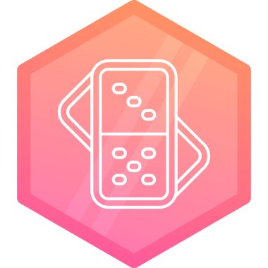 Uzun gölge arkaplan ile izole edilmiş zar simgesi oynayan beyaz çizgi. Kumarhane. Altıgen düğmesi. vektör