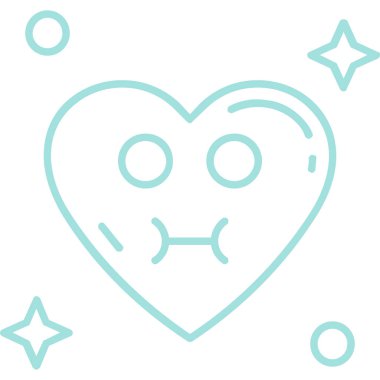 Yüz karikatürü vektör illüstrasyon grafik tasarımı ile sevimli kalp