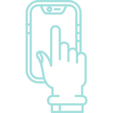 Cep telefonu tutan bir el. ince çizgi simgesi