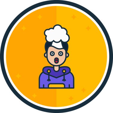 Şapka vektör çizim tasarımlı kız şef.