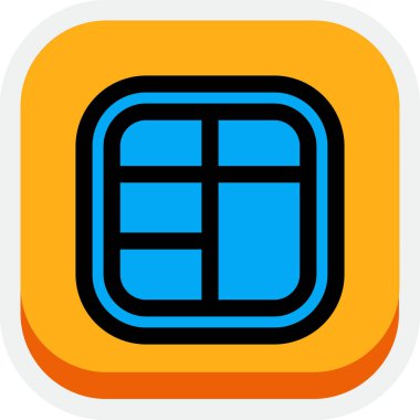 Mavi düğmenin çizgi film simgesinin vektör çizimi