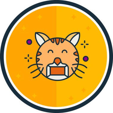 kedi yassı simge, vektör, illüstrasyon