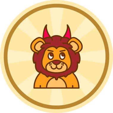 Çizgi film stili izole edilmiş vektör illüstrasyonunda aslan burcu simgesi