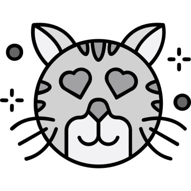 Şirin kedi yüzü, vektör çizimi.