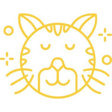 göz vektörü illüstrasyonlu kedi yüzünün çizgi rengi çizimi