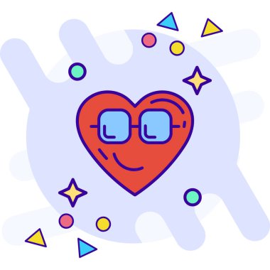 gözlük simgesiyle doldurulmuş kalp - taslak biçimi