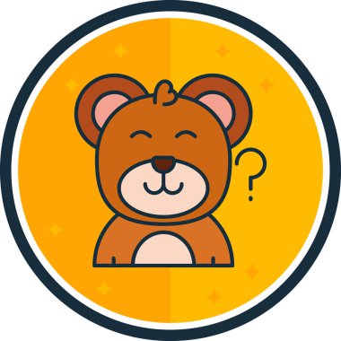 Üzerinde soru işareti olan şirin bir çizgi film ayısı.