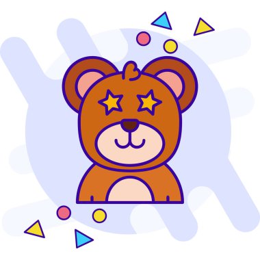 Sevimli aslan ve yıldız kawaii karakteri