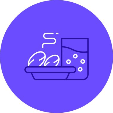 Beyaz arka planda izole edilmiş siyah ve mavi renkli un kasesi. Renkli taslak konsepti. vektör illüstrasyonu