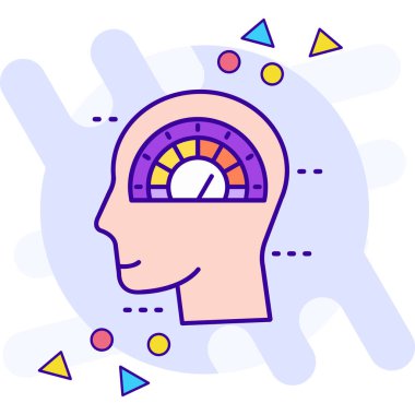 İnsan kafası beyin simgesi ile doldurulmuş - ana hatlar biçimi