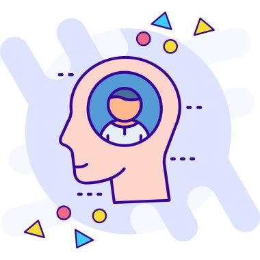 Beyin rengi ikon vektör illüstrasyonlu baş