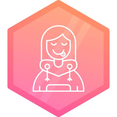 Hediye ikonu olan bir kız. Basit resimleme