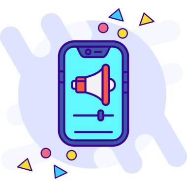 Çizgi roman tarzında megafon ikonu. Beyaz izole arkaplanda hoparlör vektör çizimi. Sıçrama etkisi iş konsepti.